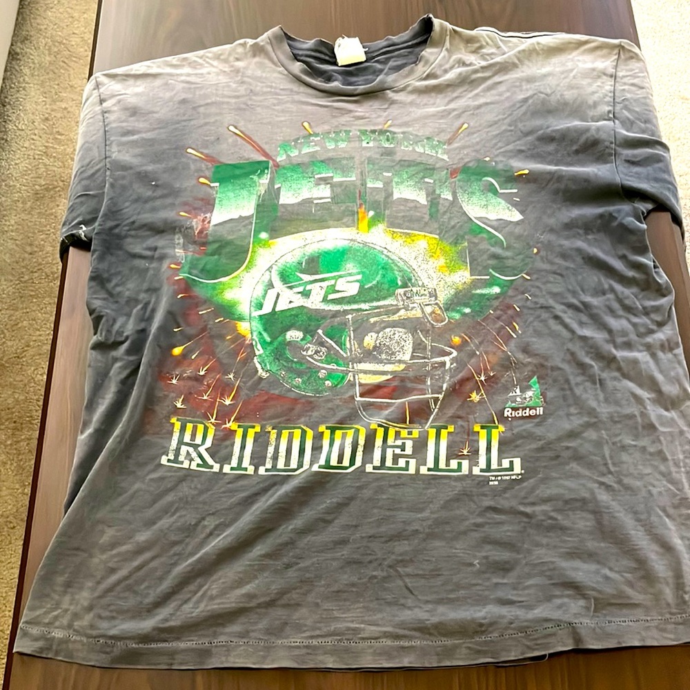 VINTAGE NY JETS 1997 T SHIRT RIDDELL TAG XL